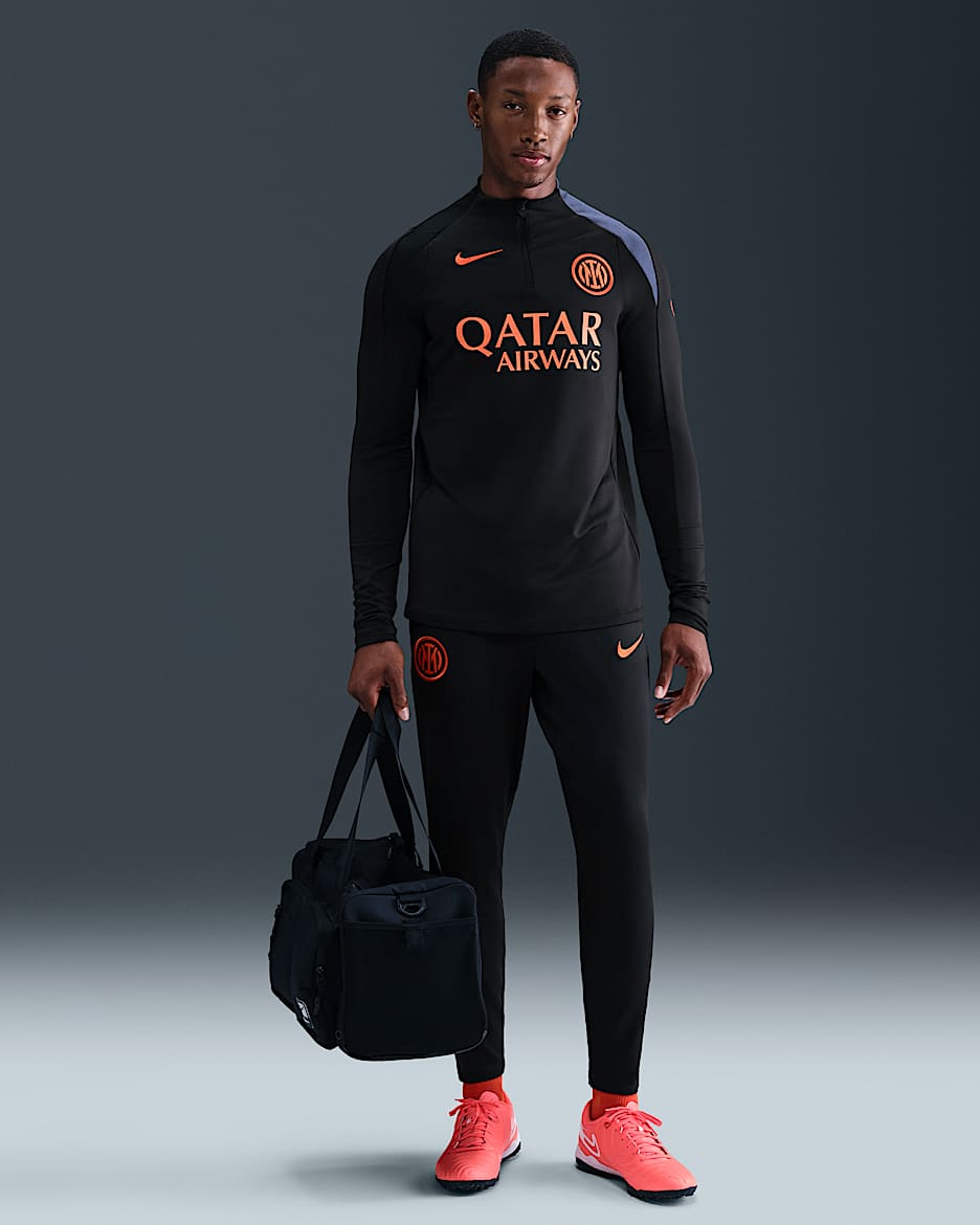Inter Milan Strike Third Men's Nike Dri-FIT Total 90 Football Knit Pants - Black/Thunder Blue/Safety Orange