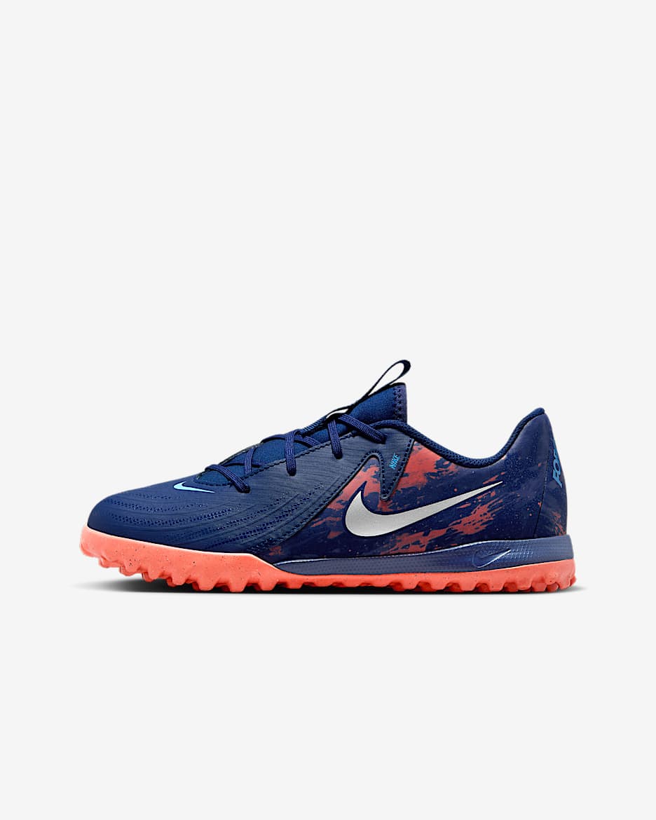 Nike Jr. Phantom GX 2 Academy 'Erling Haaland' Older Kids' TF Low-Top Football Shoes - Blue Void/Chrome