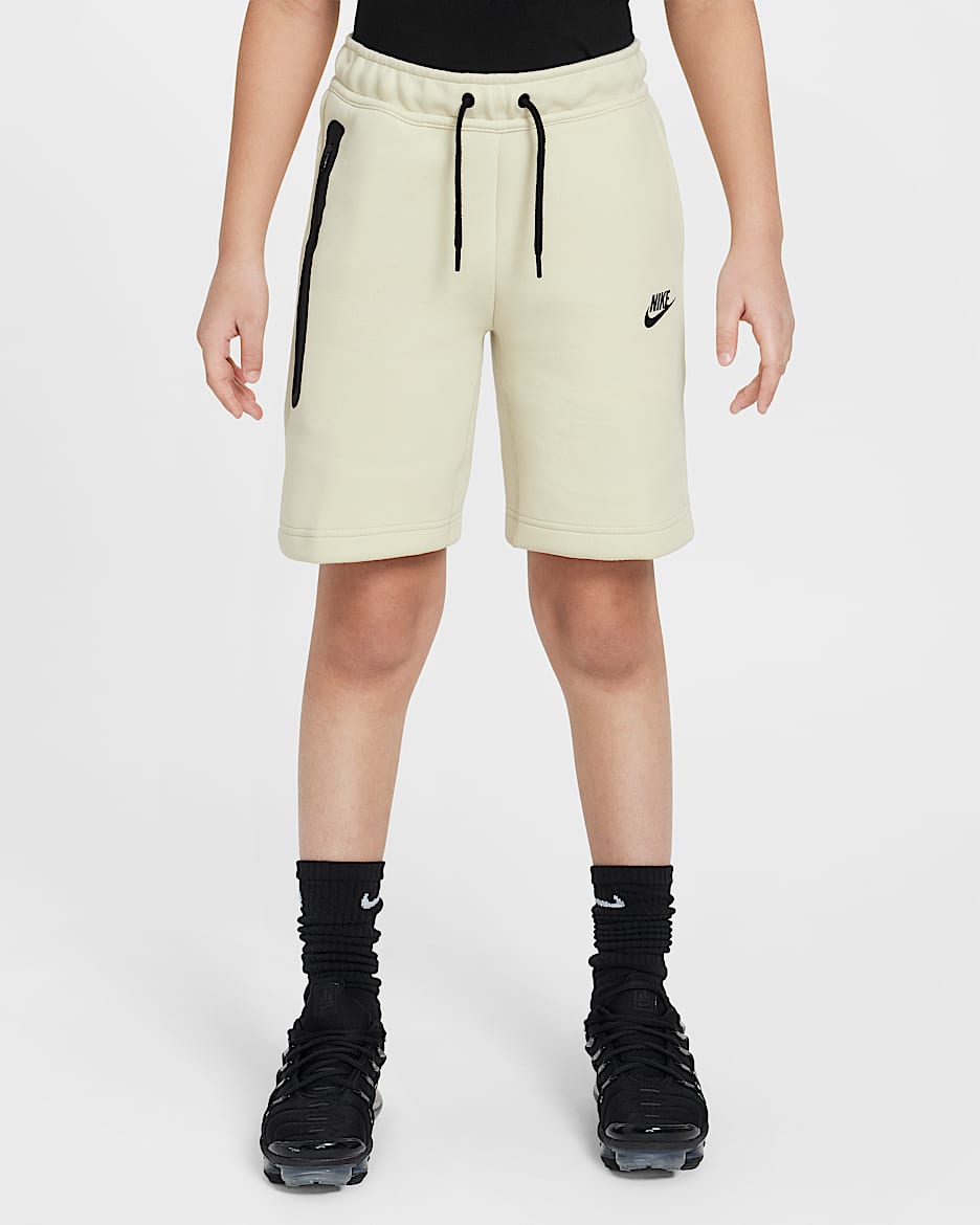 Nike Tech Fleece Older Kids' (Boys') Shorts - Light Khaki/Black/Black