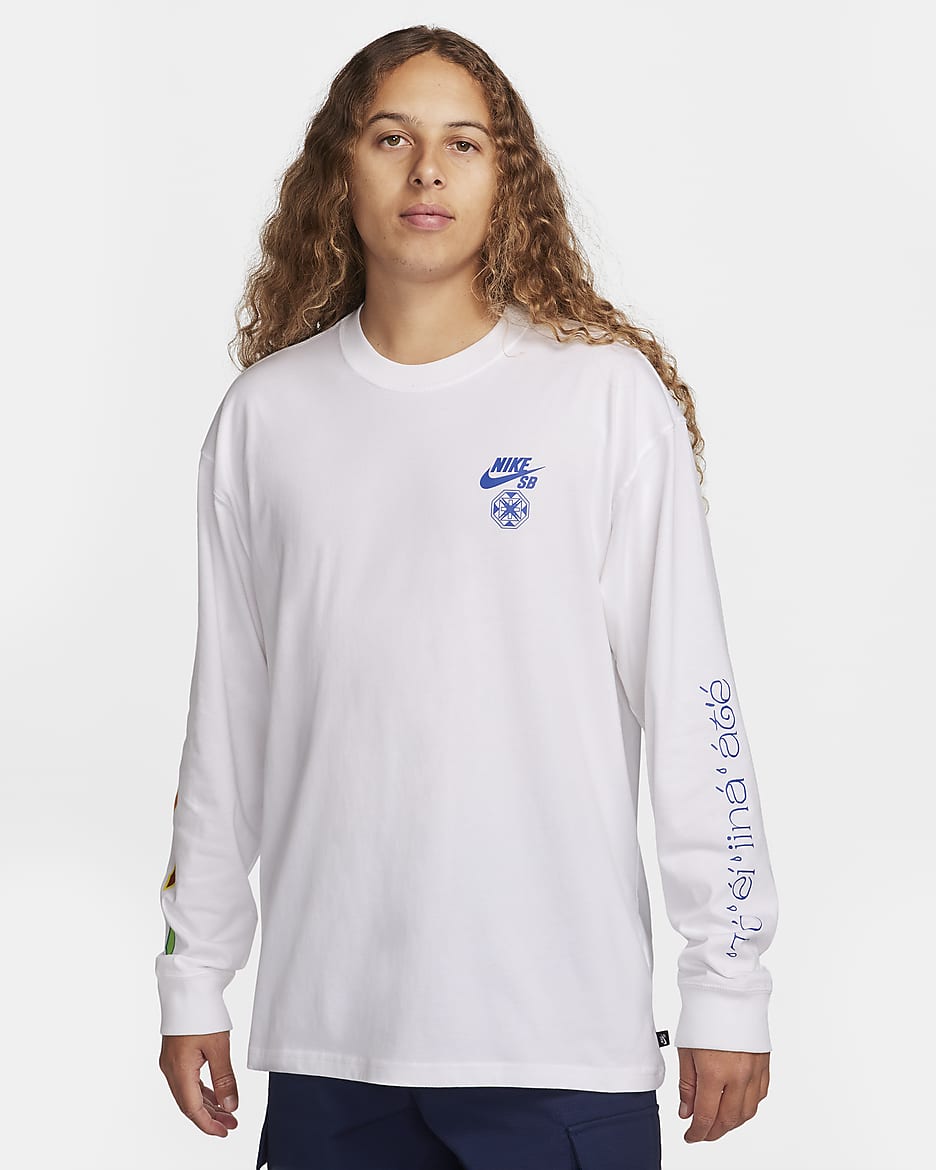 T-shirt de skateboard à manches longues Max90 Nike SB x Di'Orr Greenwood - Blanc