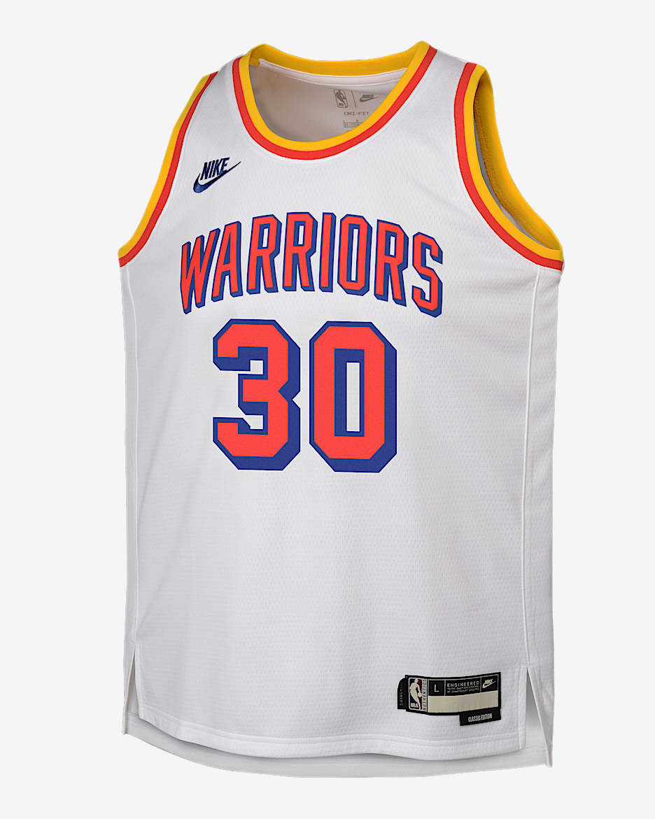Jersey Nike de la NBA Swingman para niños talla grande Stephen Curry Golden State Warriors 2024/25 Hardwood Classics - Blanco