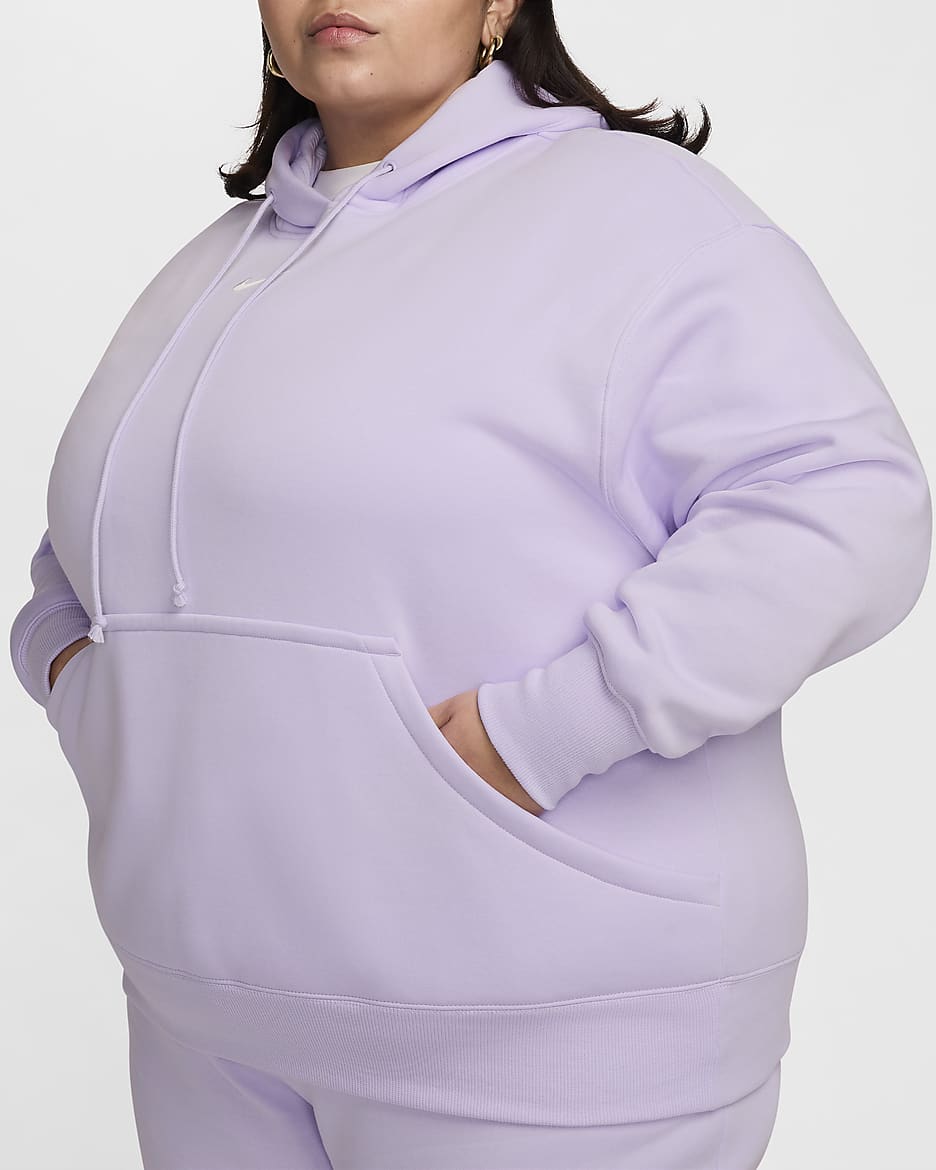 Oversized Nike Sportswear Phoenix Fleece-pullover-hættetrøje til kvinder (plus size) - Violet Mist/Sail