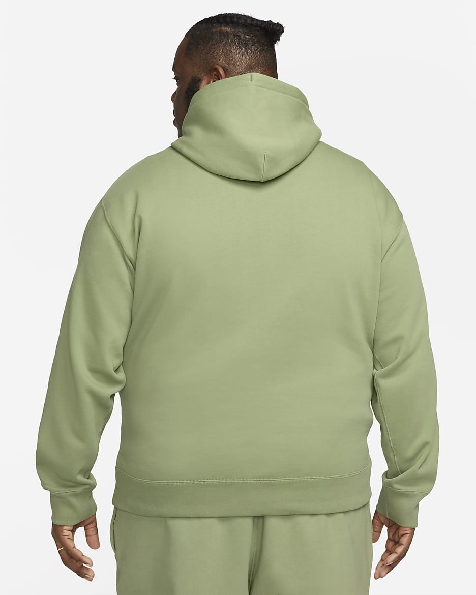 Nike Solo Swoosh Men's Fleece Pullover Hoodie - Oil Green/White