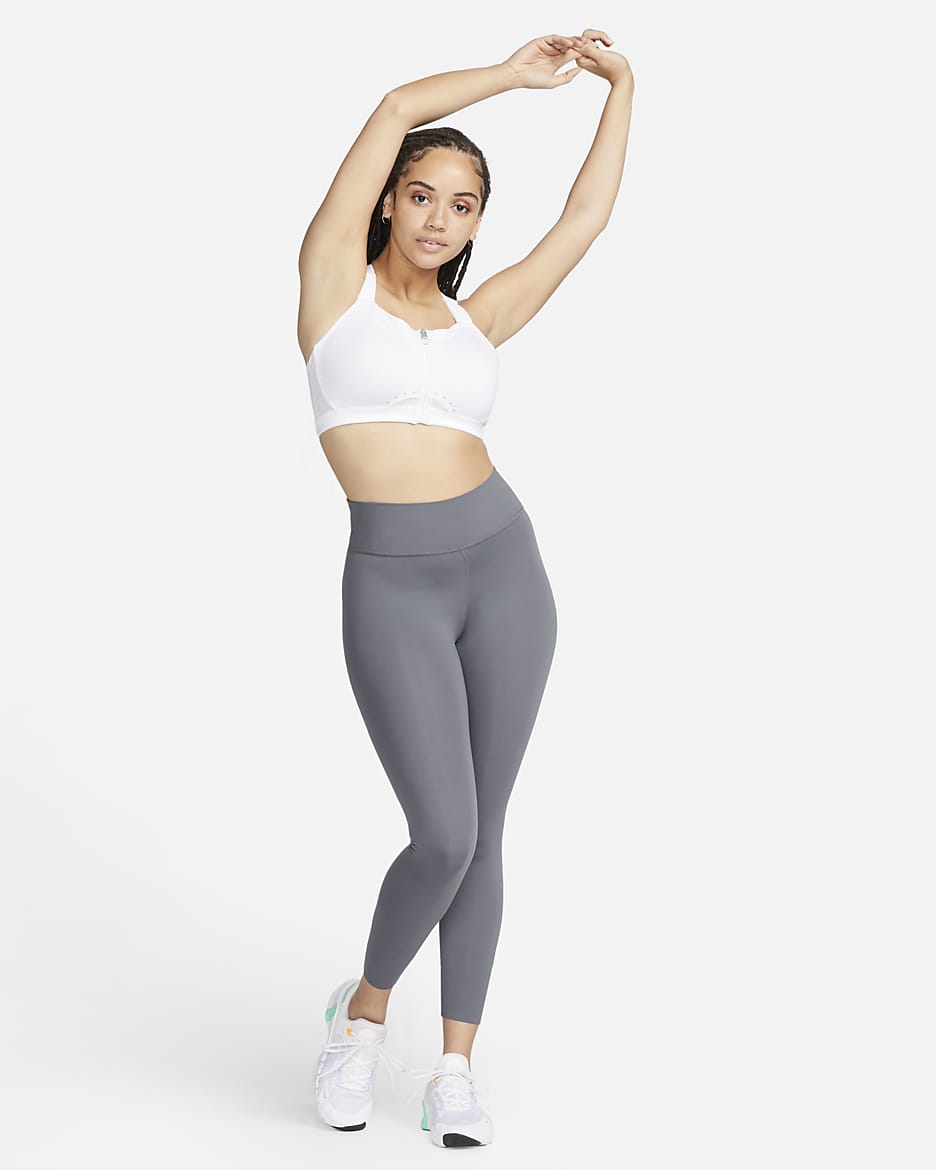 Brassière de sport rembourrée à maintien supérieur avec zip avant Nike Alpha pour femme - Blanc/Blanc/Blanc/Noir