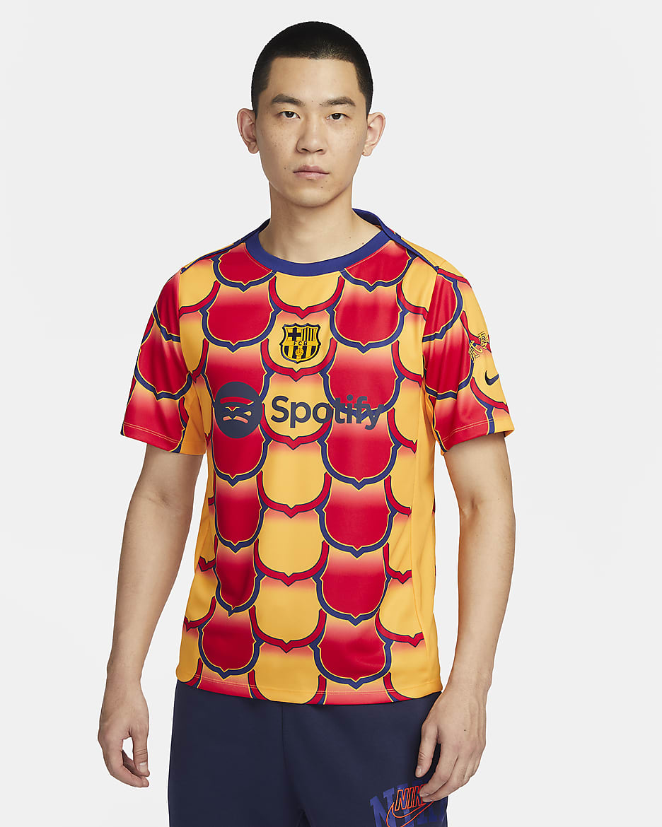 FC Barcelona Academy Pro SE Men's Nike Dri-FIT Soccer Pre-Match Top - University Gold/University Gold/University Red/Midnight Navy