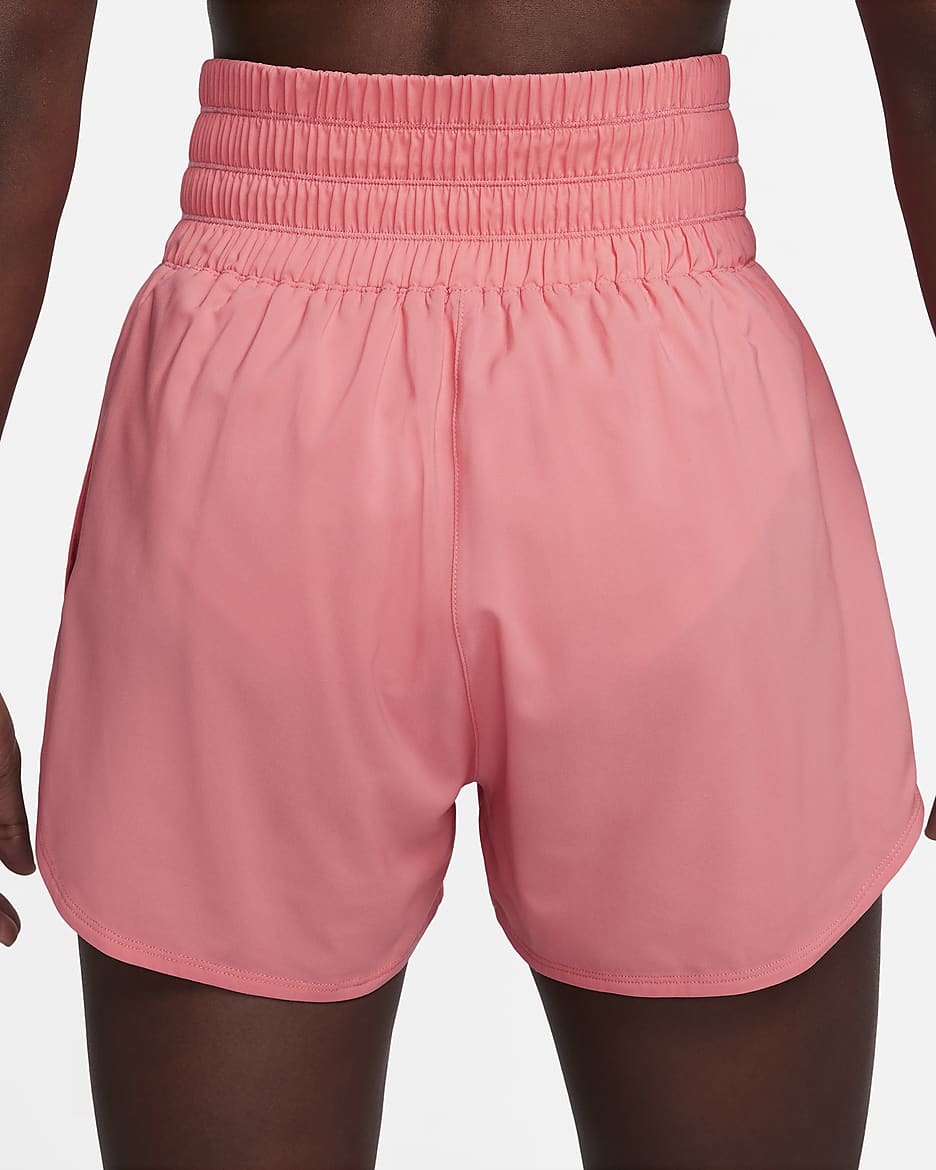 Shorts con forro de ropa interior Dri-FIT de tiro ultraalto de 8 cm para mujer Nike One - Coral marino