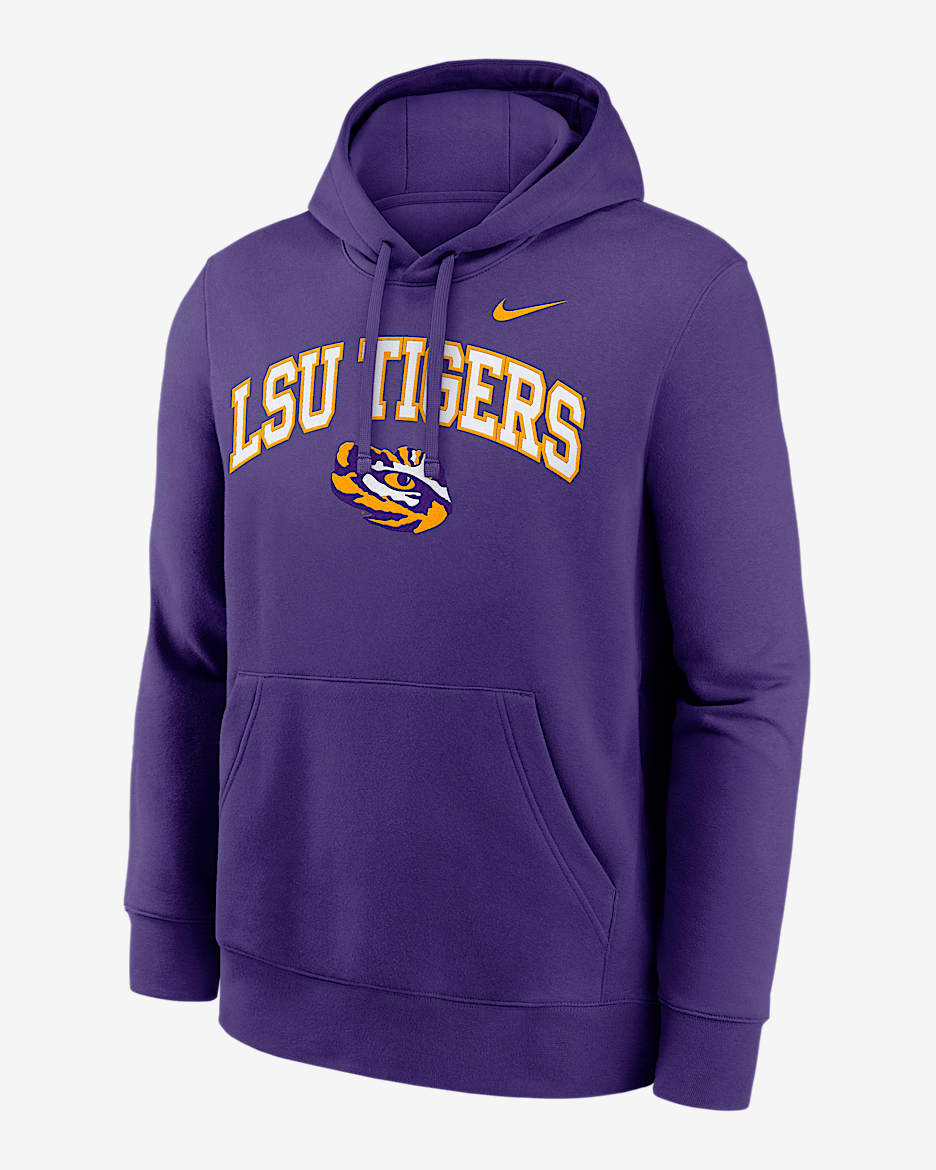 LSU Arch Men's Nike College Pullover Hoodie - Purple