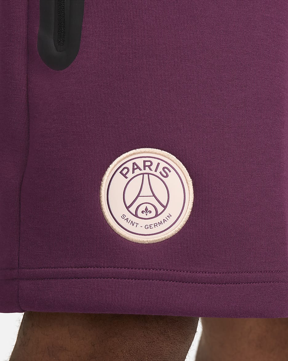 Paris Saint-Germain Nike Sportswear Tech Fleece Men's Shorts - Bordeaux/Guava Ice