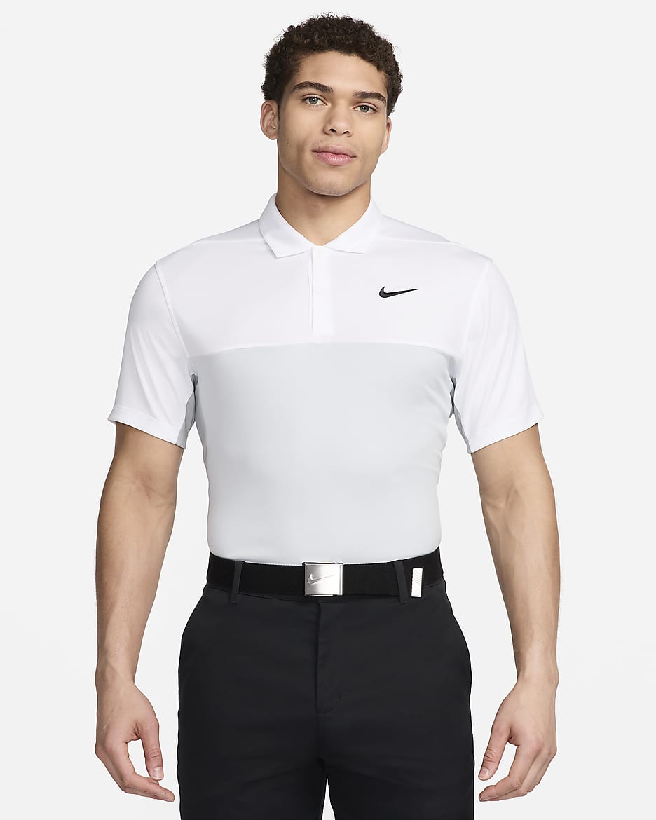 Polo de golf Dri-FIT Nike Victory+ pour homme - Blanc/Light Smoke Grey/Pure Platinum/Noir