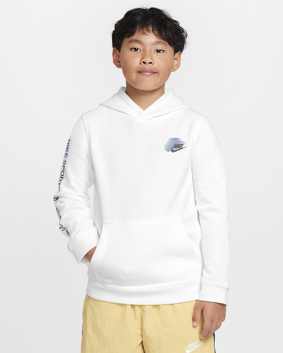 Nike Sportswear Standard Issue Older Kids' (Boys') Fleece Pullover Hoodie - White