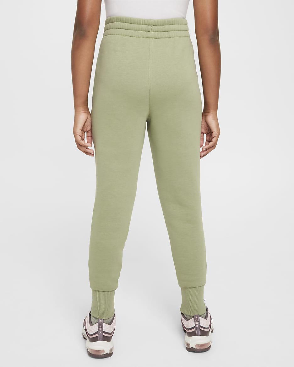 Nike Sportswear Club Fleece Older Kids' (Girls') High-Waisted Fitted Trousers - Oil Green/Oil Green/White