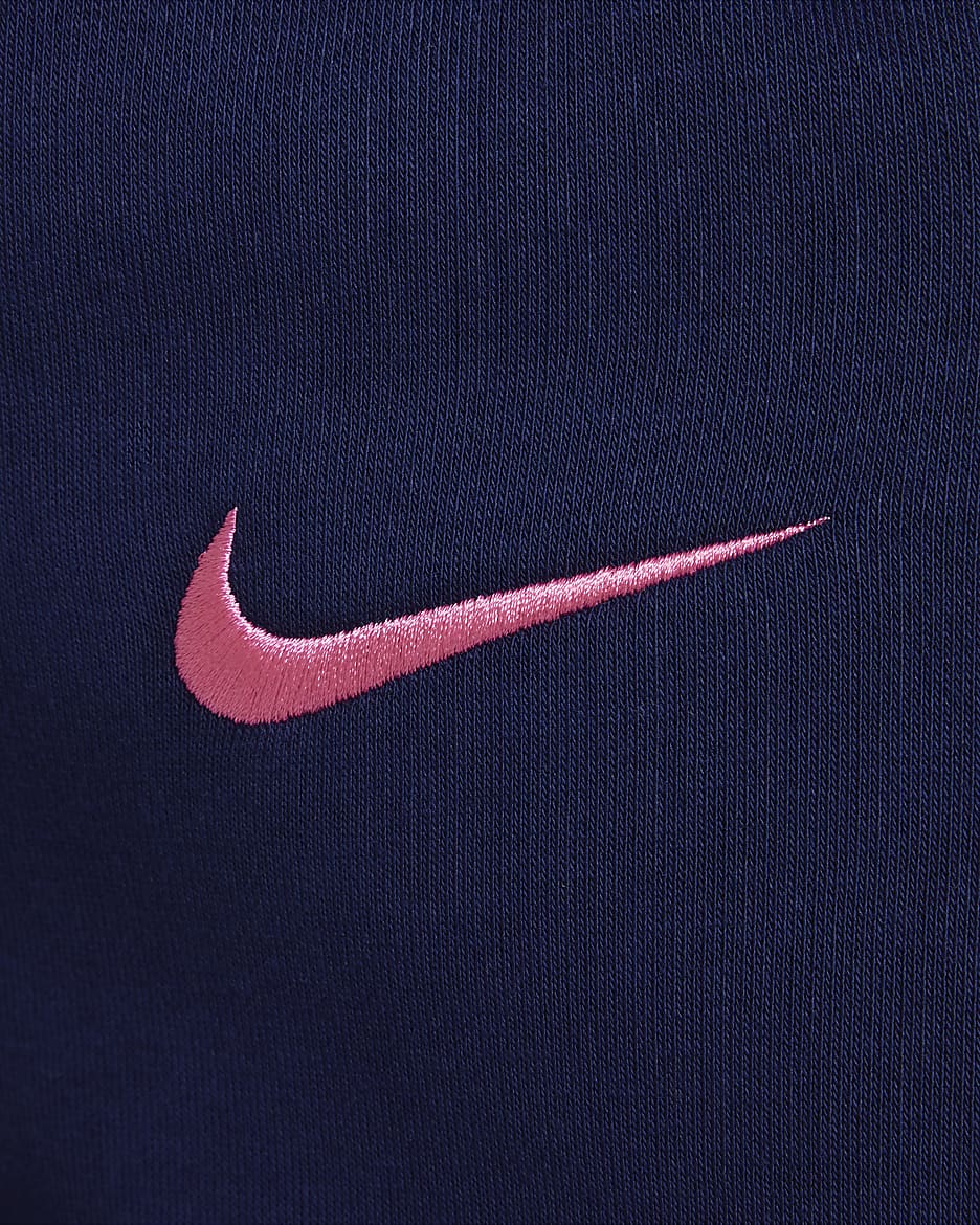 Felpa da calcio con cappuccio e zip a tutta lunghezza in French Terry Nike Atlético de Madrid Club per ragazzo – Terza - Blue Void/Pink Glow