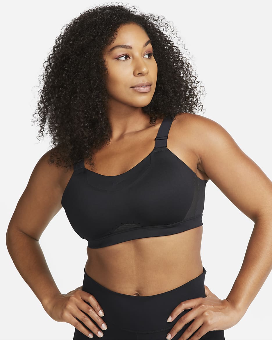 Nike Alpha Women's High-Support Padded Adjustable Sports Bra - Black/Black/Dark Smoke Grey/Dark Smoke Grey