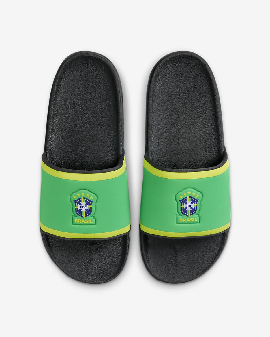 Chanclas de fútbol Nike Offcourt (Brazil) - Verde chispa/Gris humo oscuro/Amarillo dinámico