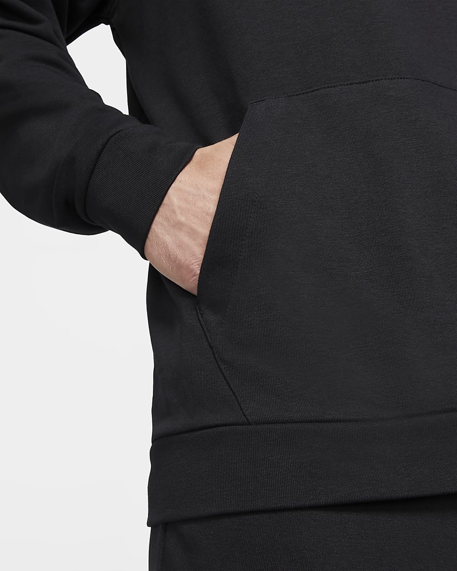 Nike Dry Dri-FIT mintás, kapucnis férfi fitneszpulóver - Fekete/Fehér