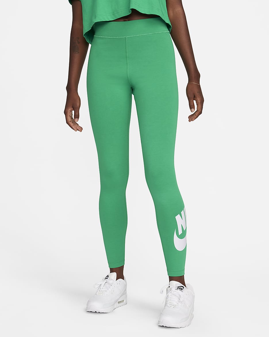 Leggings de cintura alta con gráficos para mujer Nike Sportswear Classics - Verde estadio/Blanco