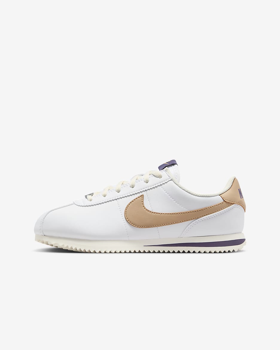 Nike Cortez Big Kids' Shoes - White/Dark Raisin/Pale Ivory/Hemp