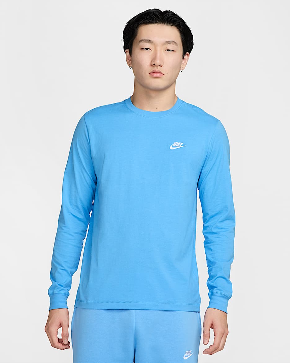 Nike Sportswear Club Men's Long-Sleeve T-Shirt - University Blue