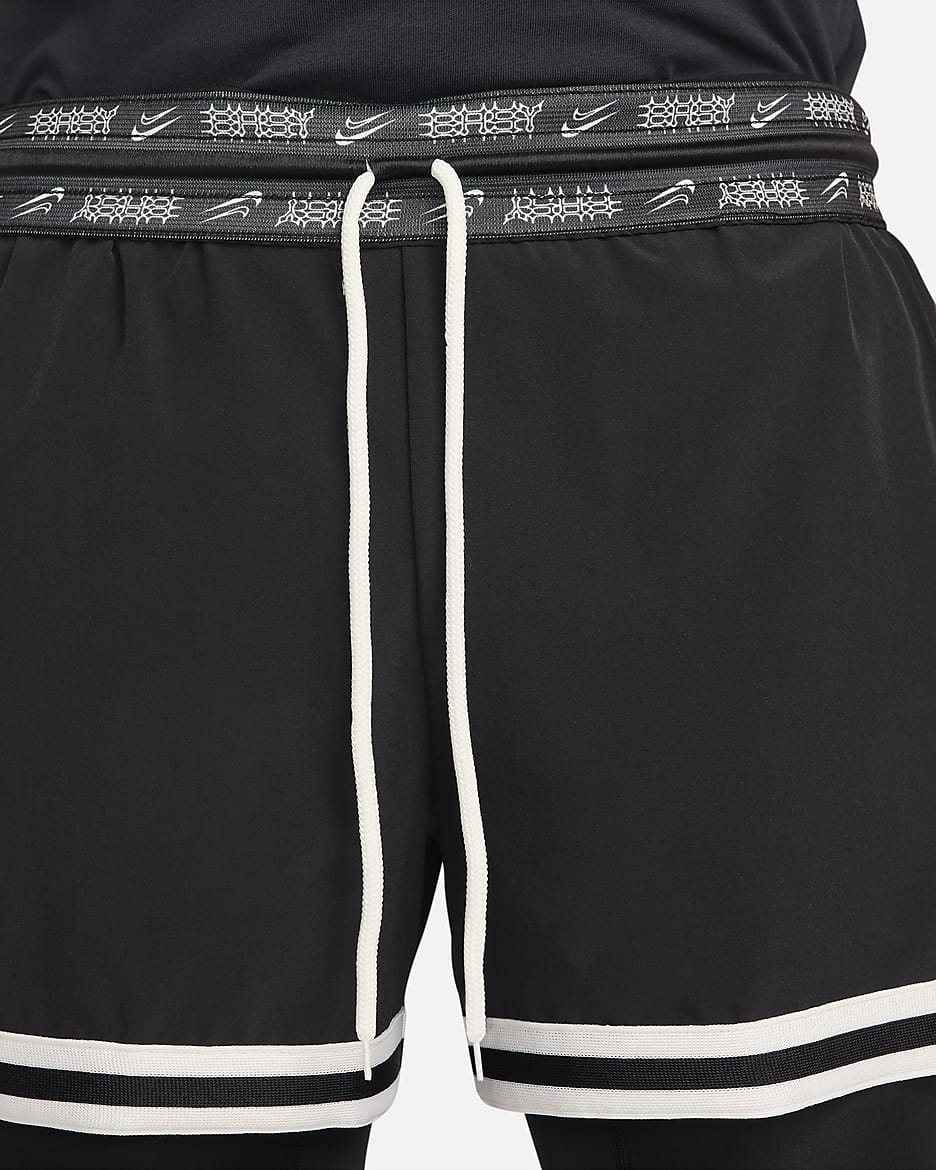 Shorts de básquetbol DNA 2 en 1 de 10 cm para hombre Kevin Durant - Negro/Negro/Vela