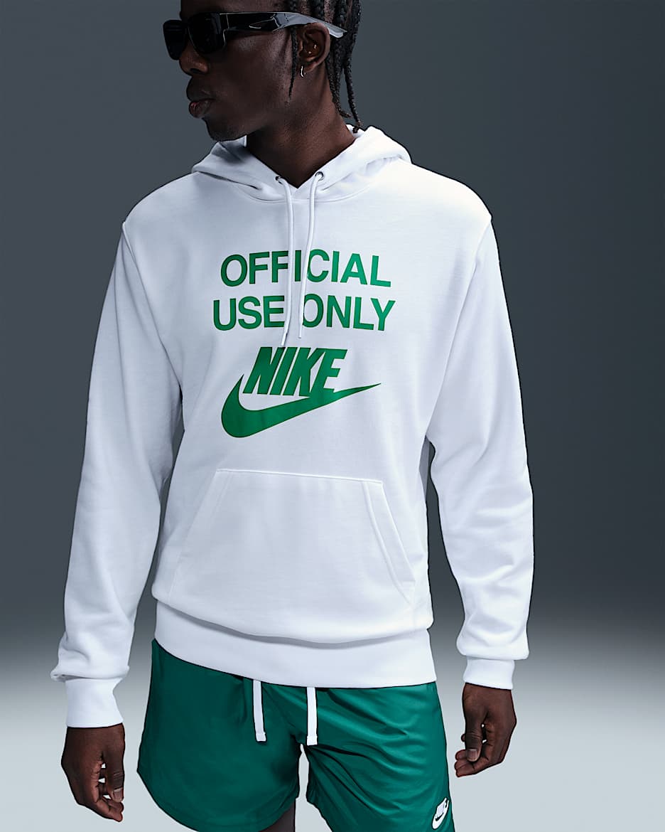 Sudadera con gorro sin cierre de French Terry para hombre Nike Club - Blanco/Blanco/Verde estadio