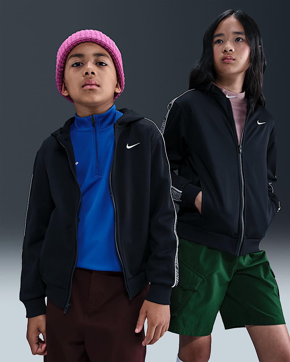 Nike Sportswear Club Big Kids' Dri-FIT Full-Zip Hoodie - Black/Black/Black/White