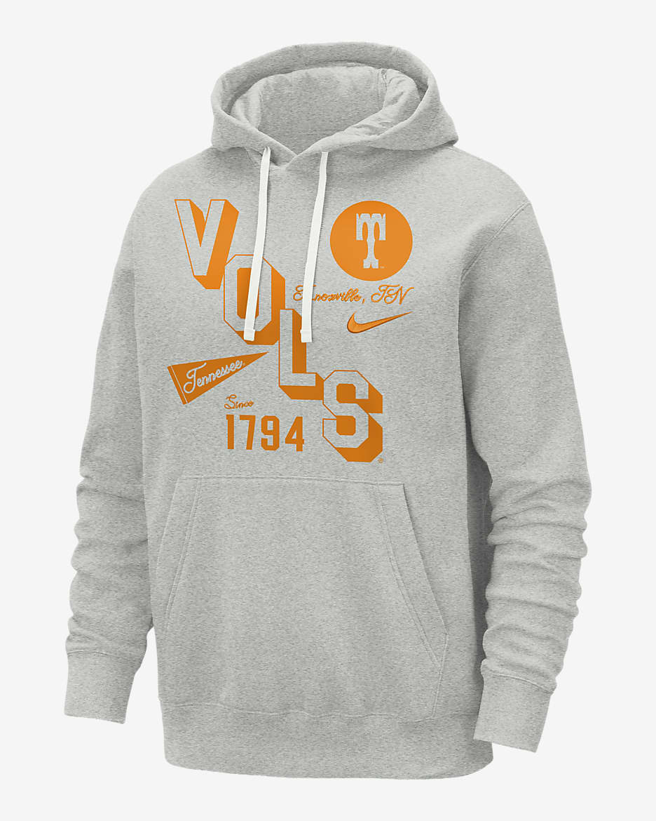 Tennessee Club Men's Nike College Hoodie - Birch/Heather/Grey Fog/Bright Ceramic