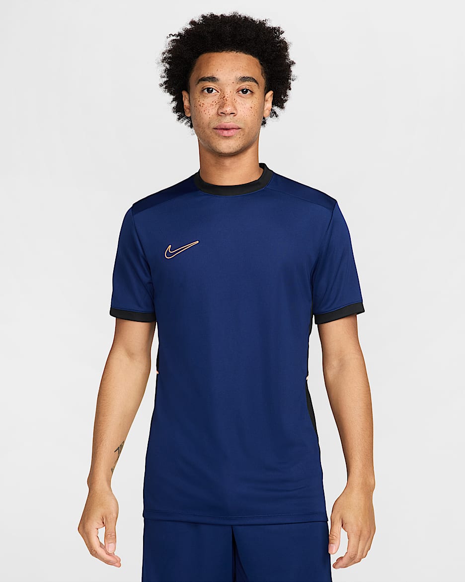 Nike Academy Men's Dri-FIT Short-Sleeve Soccer Top - Blue Void/Black/Orange Pulse/Orange Pulse