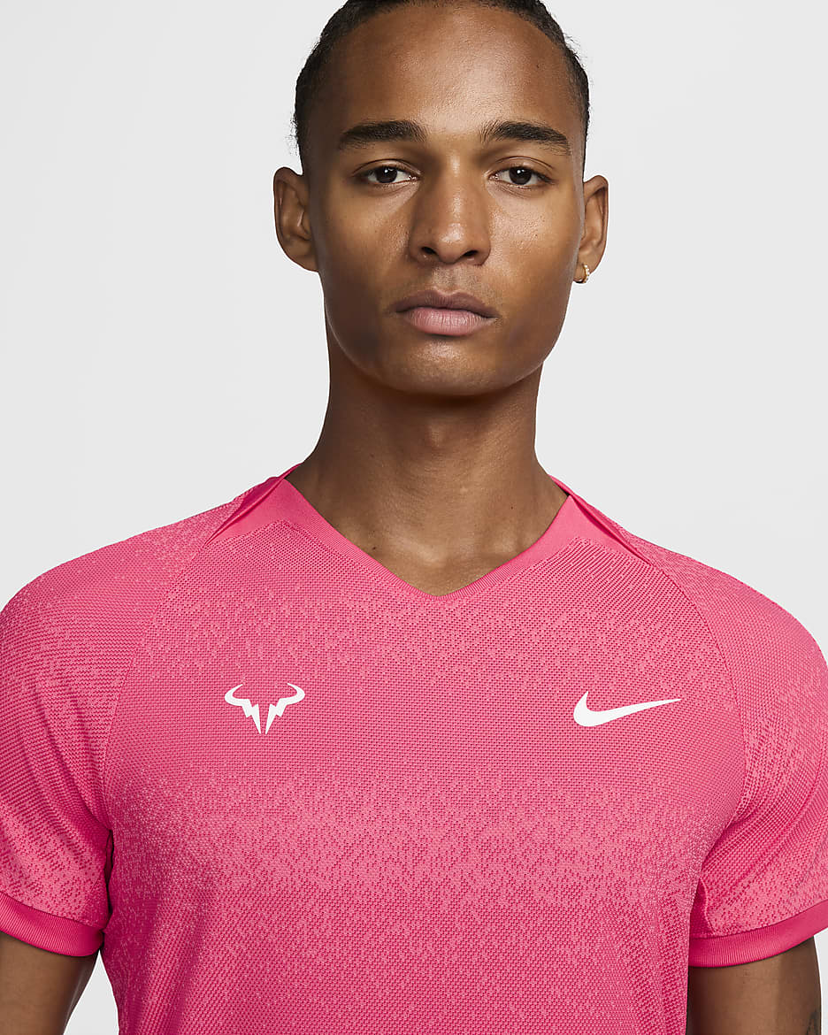 Rafa Camiseta de tenis de manga corta Dri-FIT ADV - Hombre - Aster Pink/Blanco