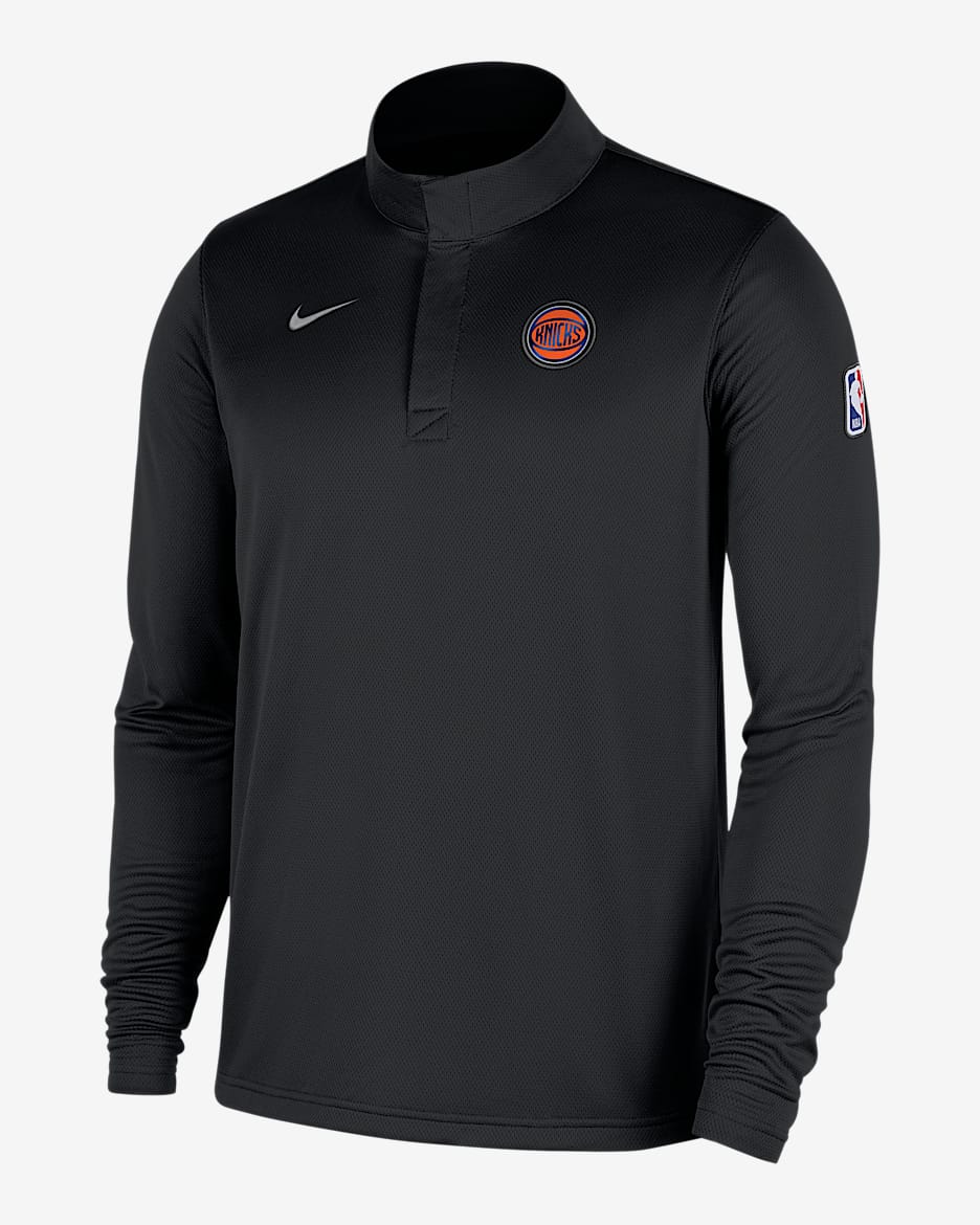 New York Knicks Men's Nike Dri-FIT NBA 1/4-Zip Long-Sleeve Top - Black/Flat Silver