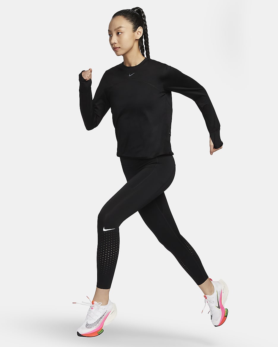 Nike Dri-FIT Swift Element UV Women's Crew-Neck Running Top - Black