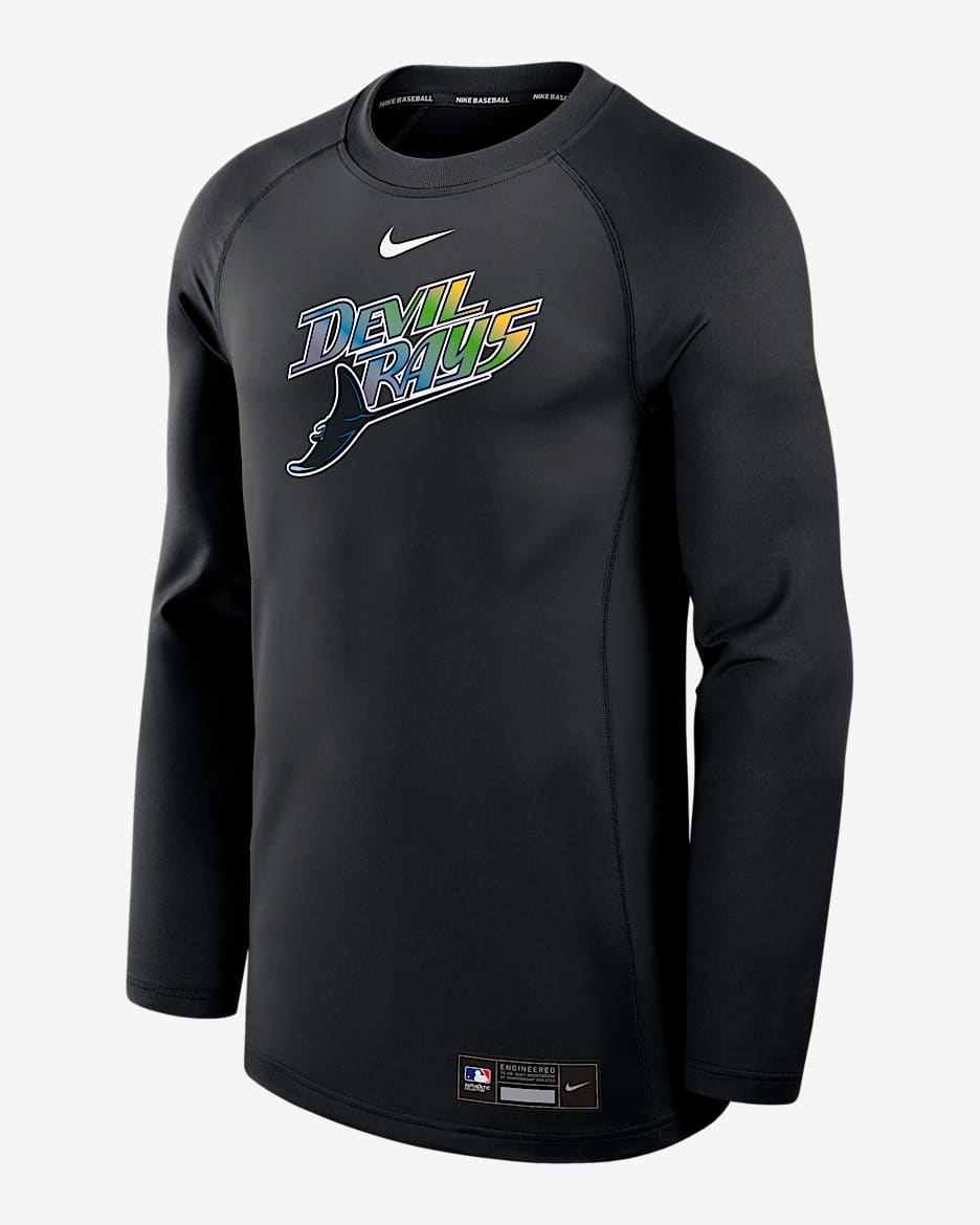 Tampa Bay Rays Authentic Collection Game Time Men's Nike Dri-FIT MLB Pullover Crew - Black
