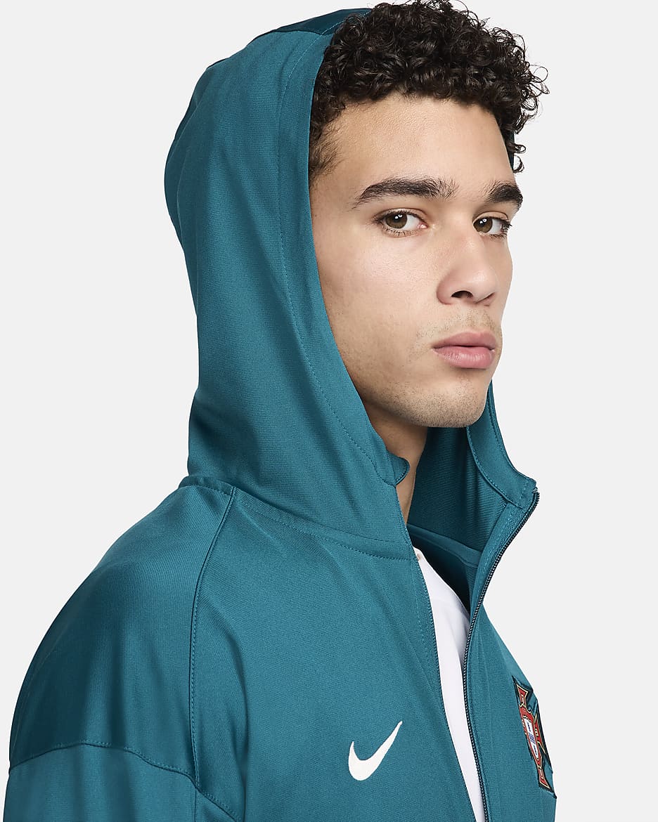 Portugal Strike Nike Dri-FIT knit voetbaltrainingspak met capuchon voor heren - Geode Teal/Kinetic Green/Geode Teal/Sail