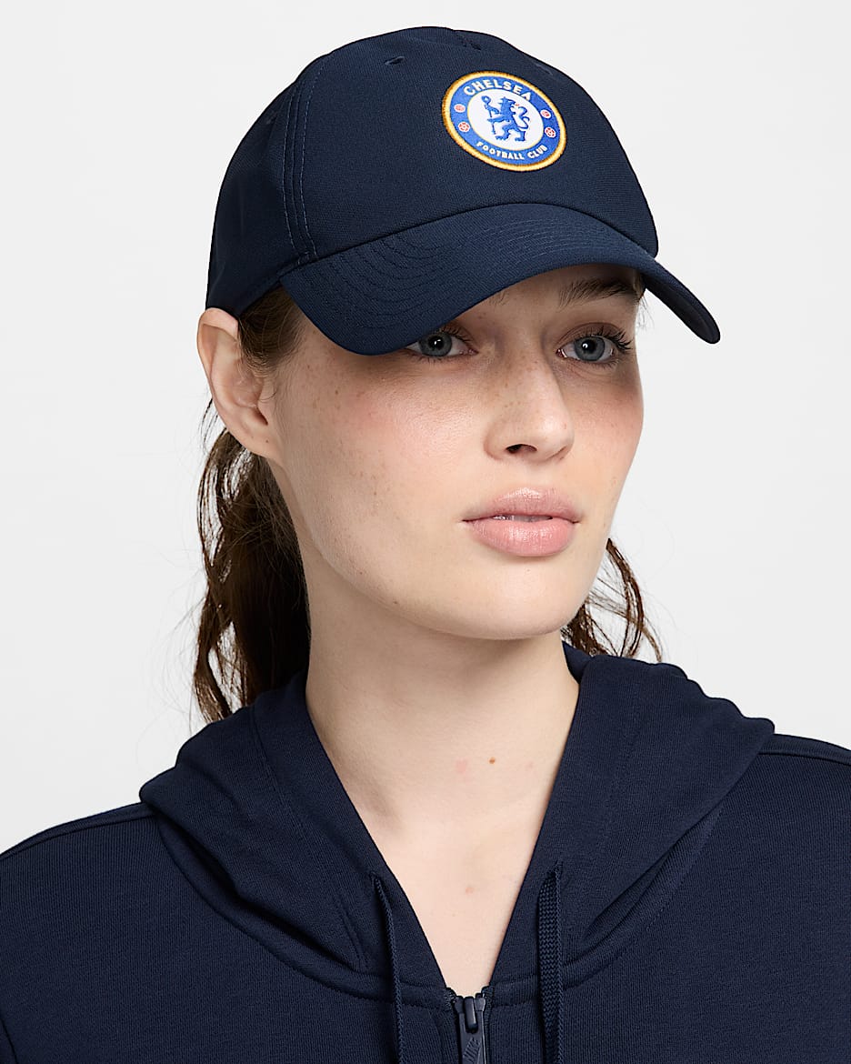 Chelsea F.C. Club Nike Football Soft Cap - Obsidian/White