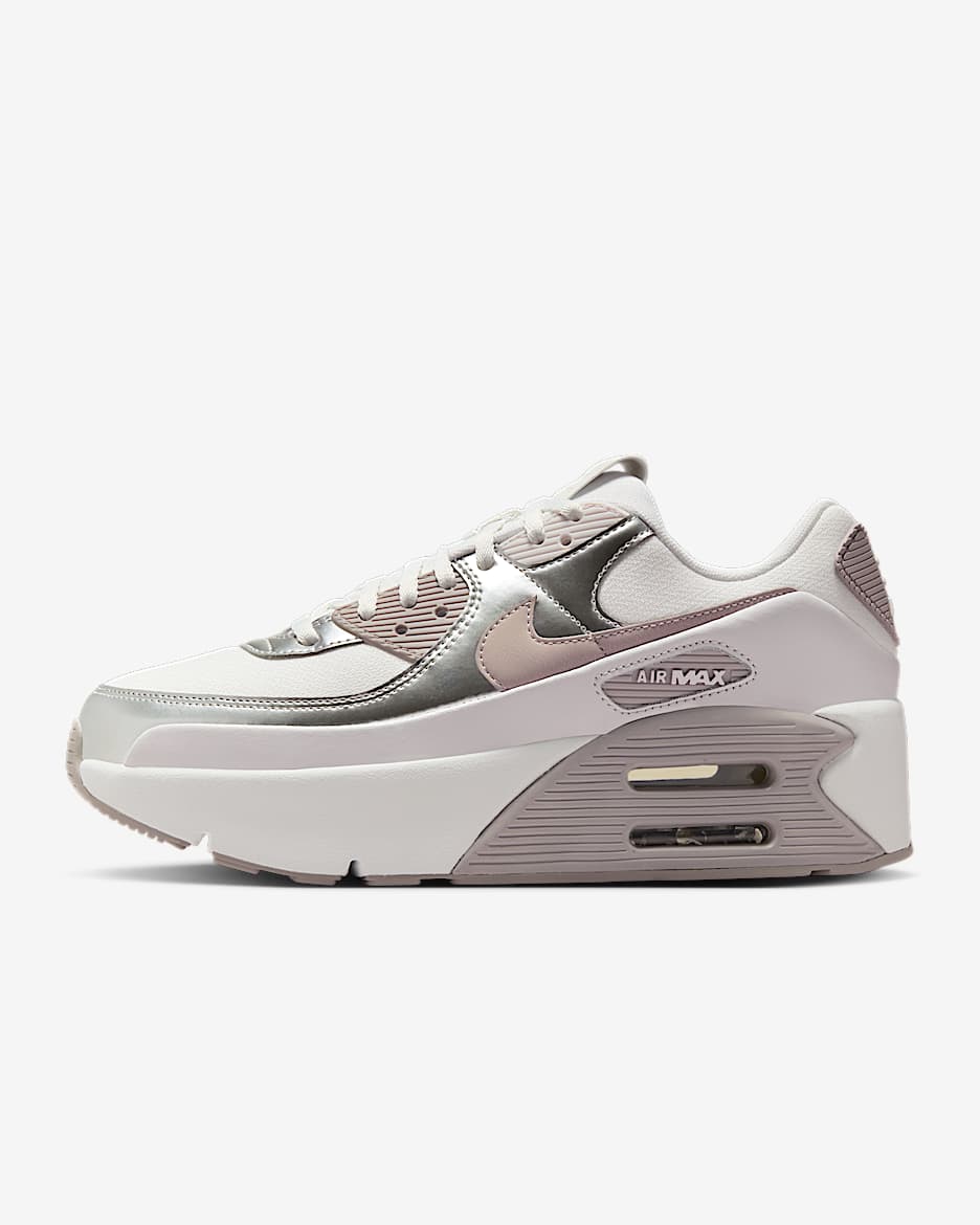 รองเท้าผู้หญิง Nike Air Max 90 LV8 - Summit White/Vast Grey/Metallic Platinum/College Grey