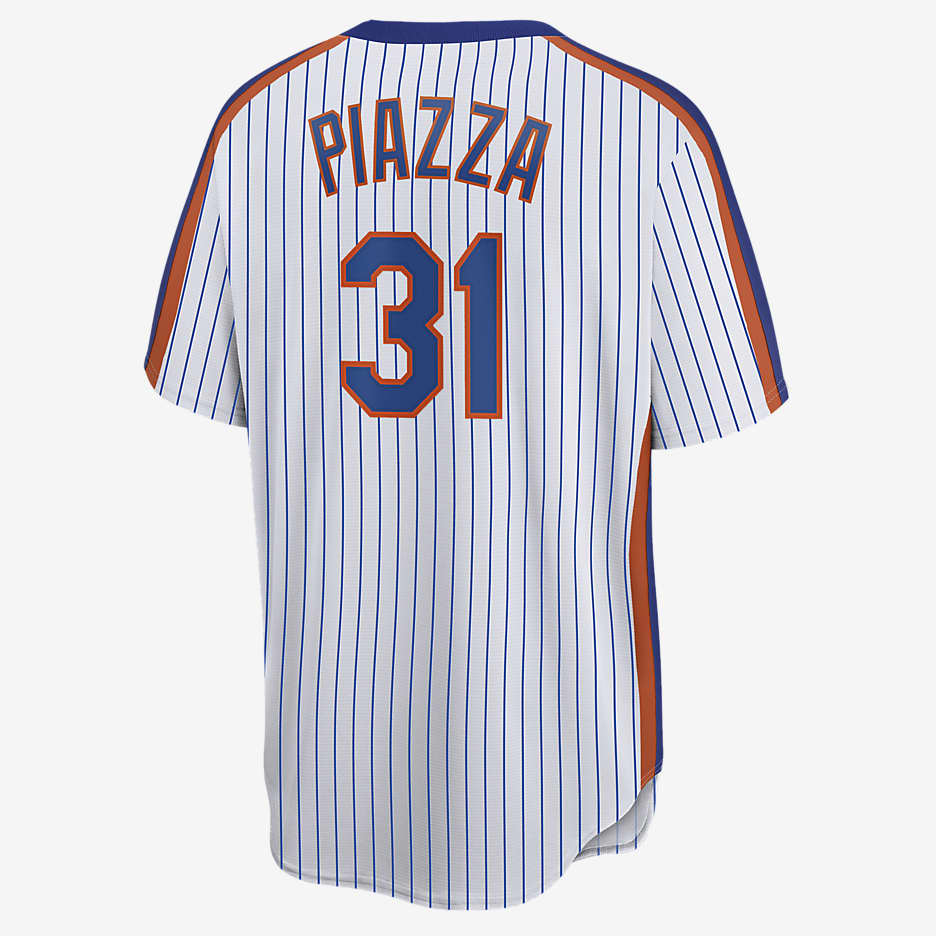 Camiseta de béisbol Cooperstown para hombre MLB New York Mets (Mike Piazza) - Blanco