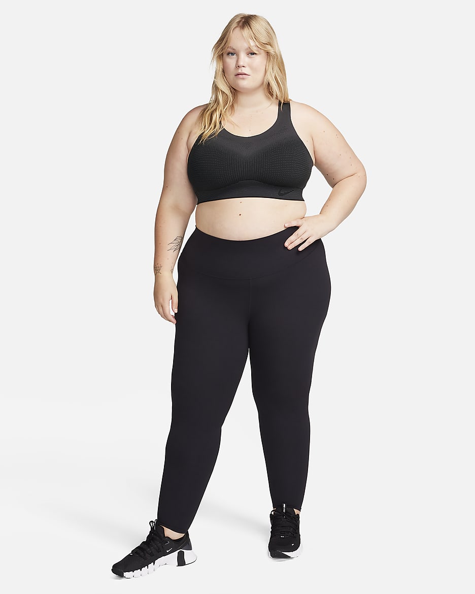 Brassière de sport non rembourrée à maintien supérieur Nike Swoosh Flyknit pour femme - Noir/Dark Smoke Grey/Photon Dust