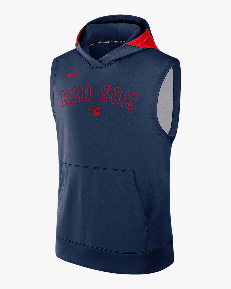 Sudadera con gorro sin cierre ni mangas Nike Dri-FIT de la MLB para hombre Boston Red Sox Authentic Collection - Azul marino