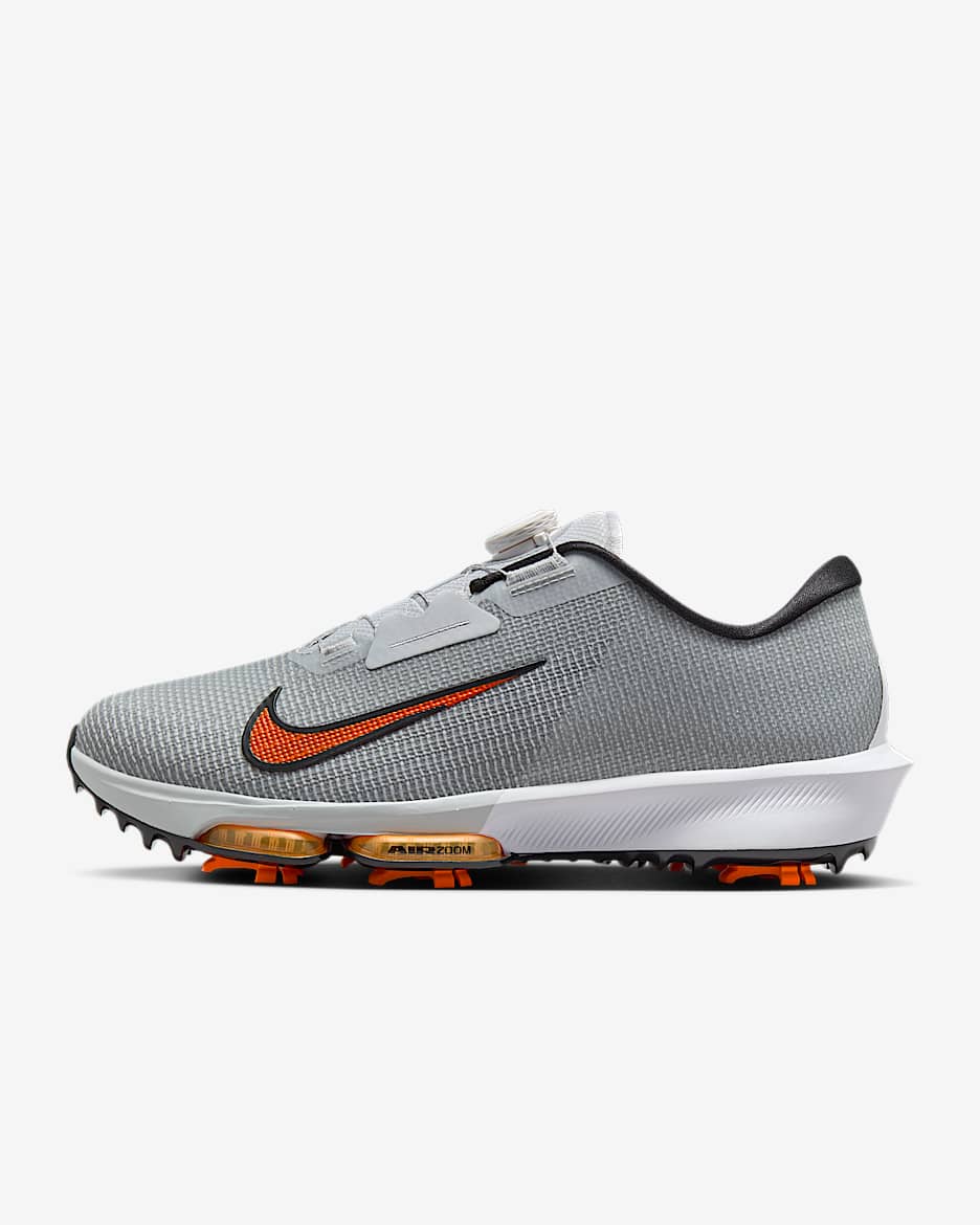 Tenis de golf Nike Infinity Tour BOA 2 (anchos) - Platino puro/Blanco/Naranja seguridad