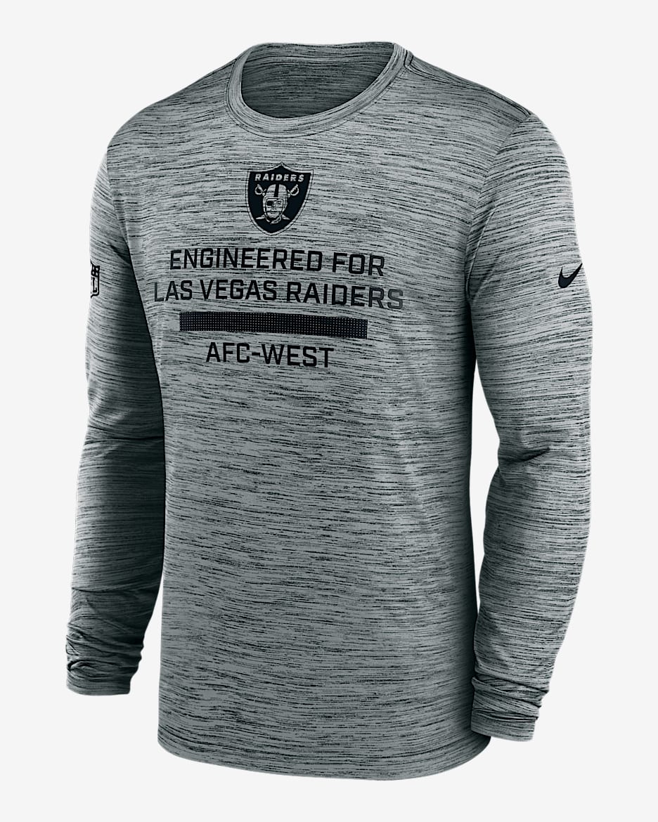 Las Vegas Raiders Sideline Team Issue Velocity Men's Nike Dri-FIT NFL Long-Sleeve T-Shirt - Grey