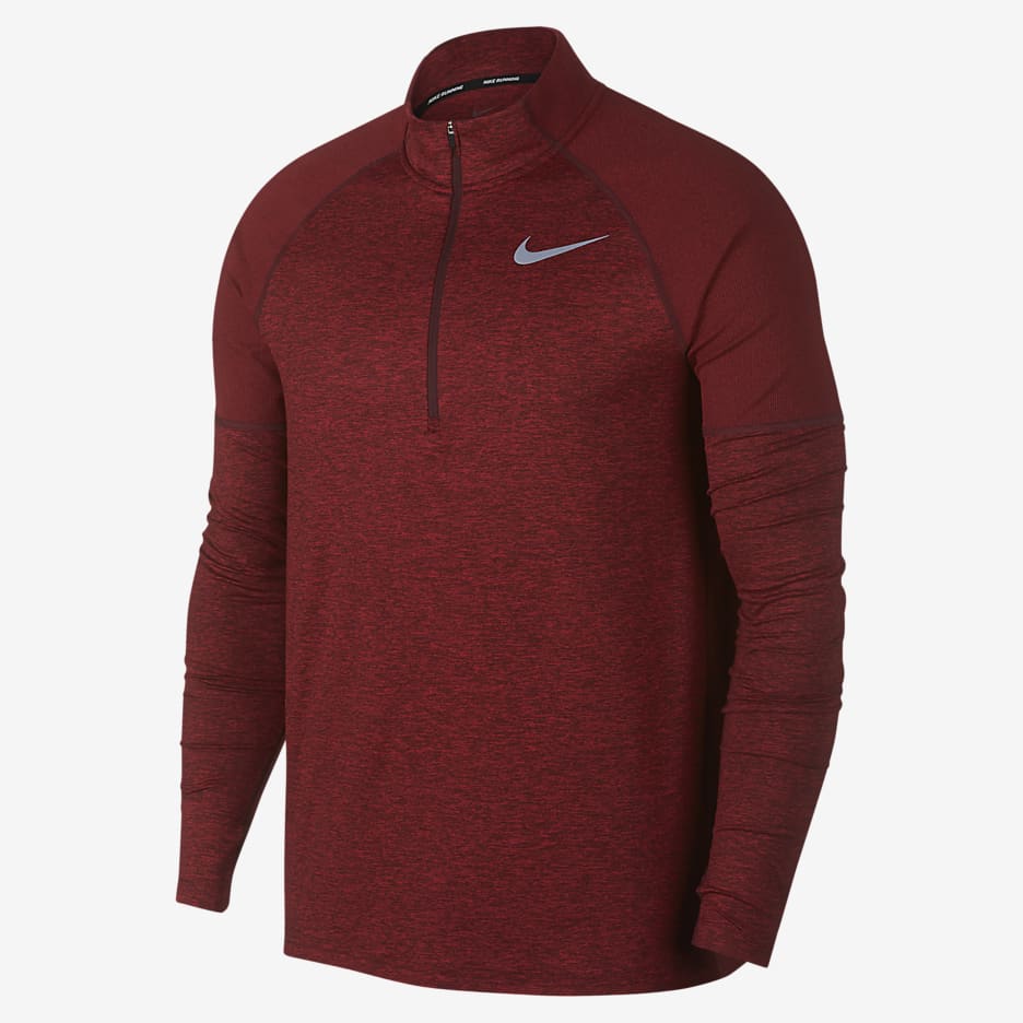 Nike Men's 1/2-Zip Running Top - Night Maroon/Gym Red