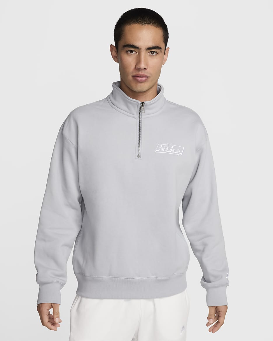 Nike Men's 1/4-Zip Top - Wolf Grey/White