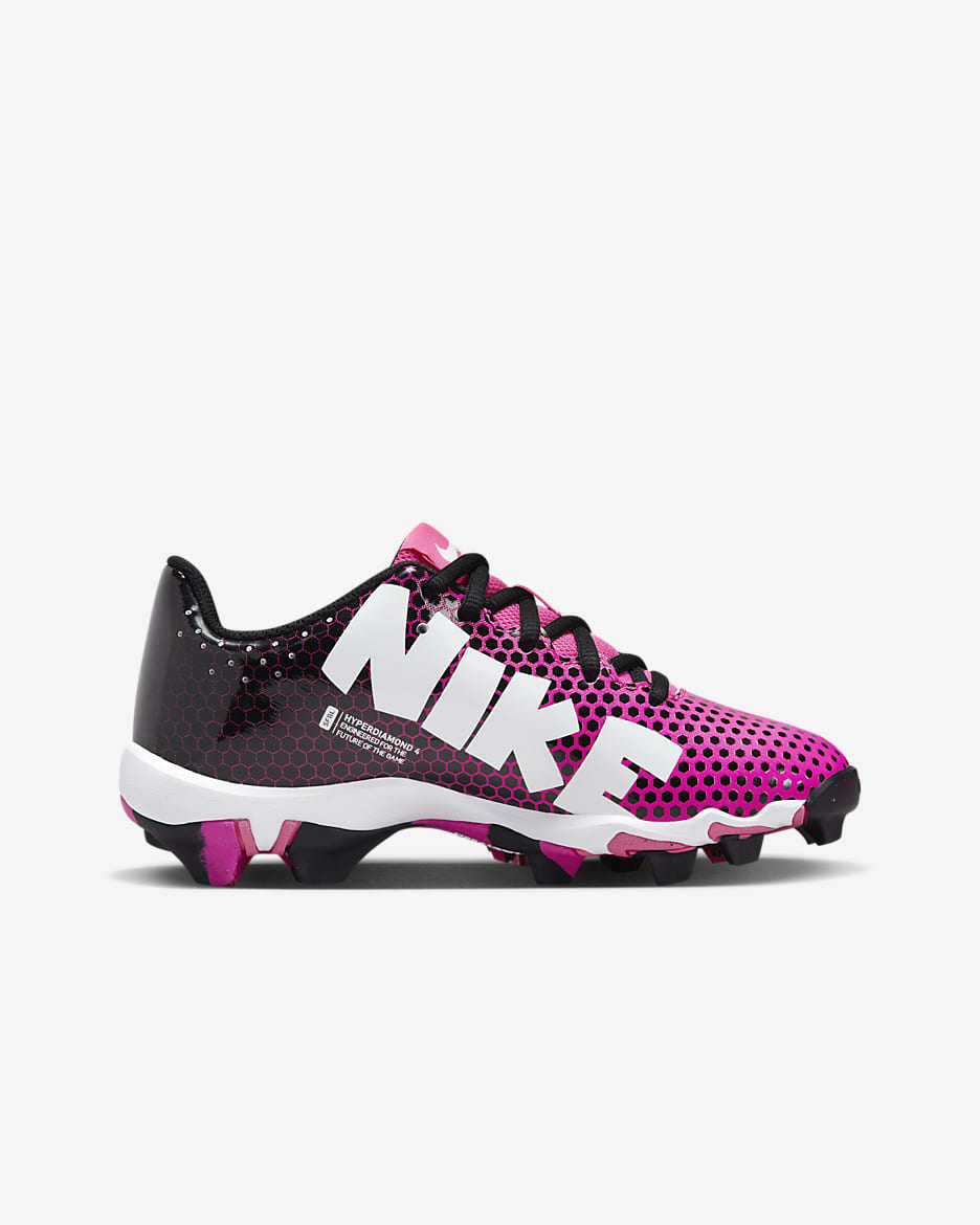 Nike Hyperdiamond 4 Keystone GG Big Kids' Softball Cleats - Black/Fierce Pink/White