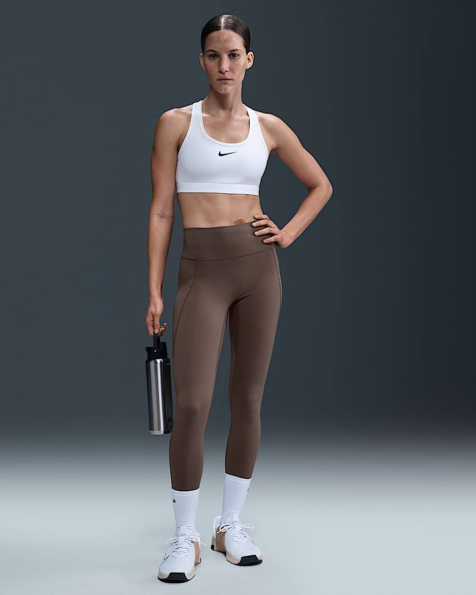 Nike Universa Women's Medium-Support High-Waisted Full-Length Leggings with Pockets - Mink Brown/Smoke Grey/Ironstone