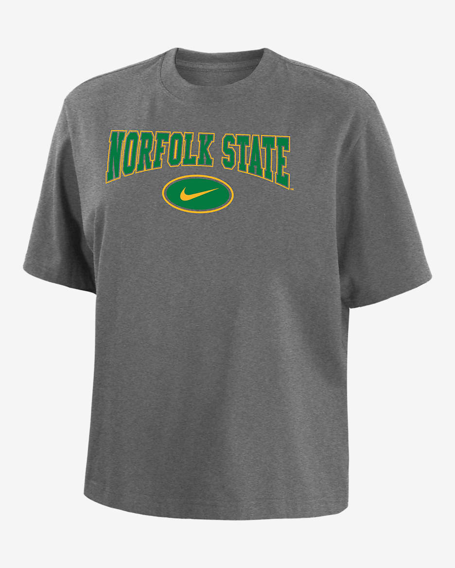Norfolk State Women's Nike College Boxy T-Shirt - Dark Grey Heather