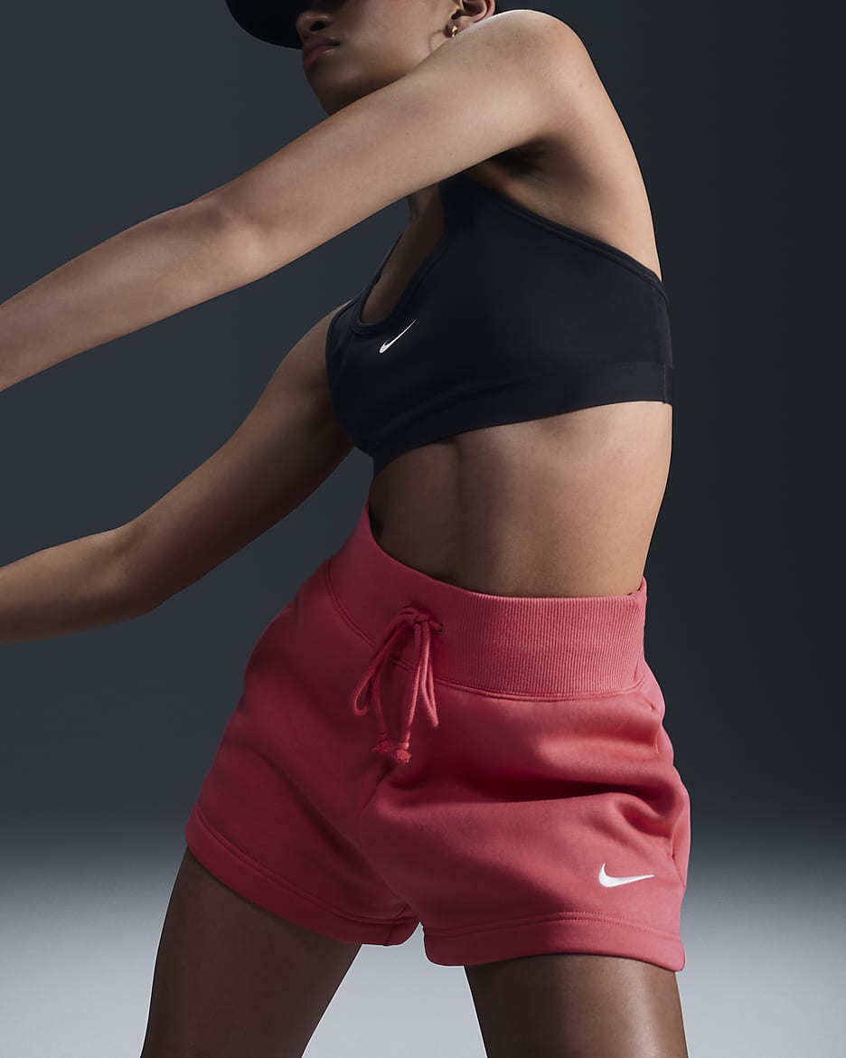 Nike Sportswear Phoenix Fleece Shorts mit lockerer Passform und hohem Taillenbund für Damen - Aster Pink/Sail