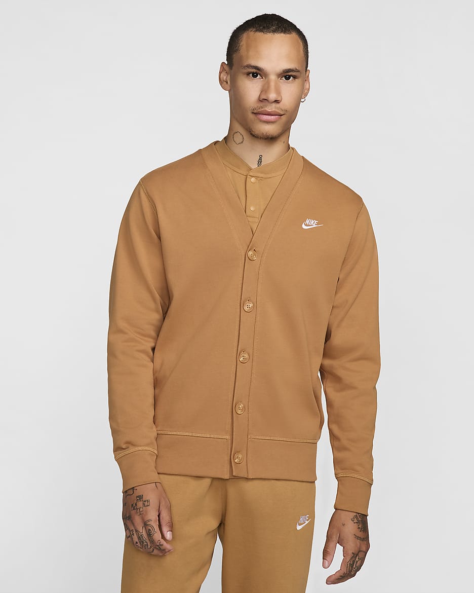 Cárdigan Fairway de tejido Knit para hombre Nike Club - Lino/Blanco