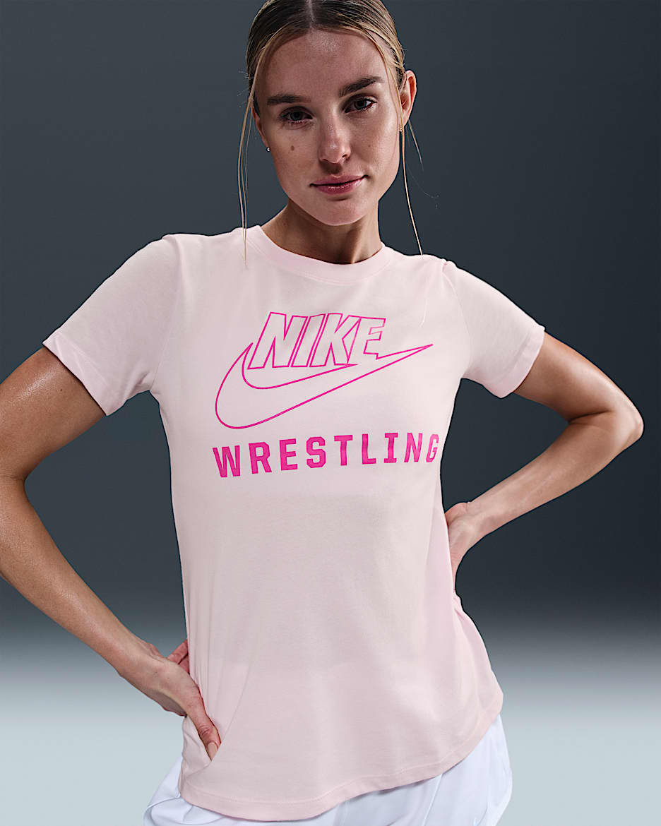 Playera de lucha para mujer Nike Swoosh - Espuma rosa