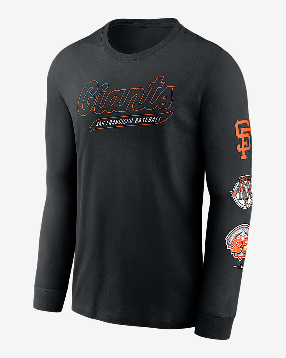 Playera de manga larga Nike de la MLB para hombre San Francisco Giants Cooperstown Knockout - Negro
