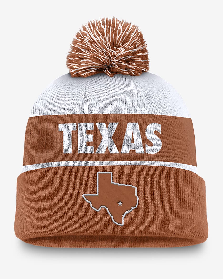 Texas Longhorns Primetime Peak Men's Nike College Cuffed Pom Beanie - Desert Orange