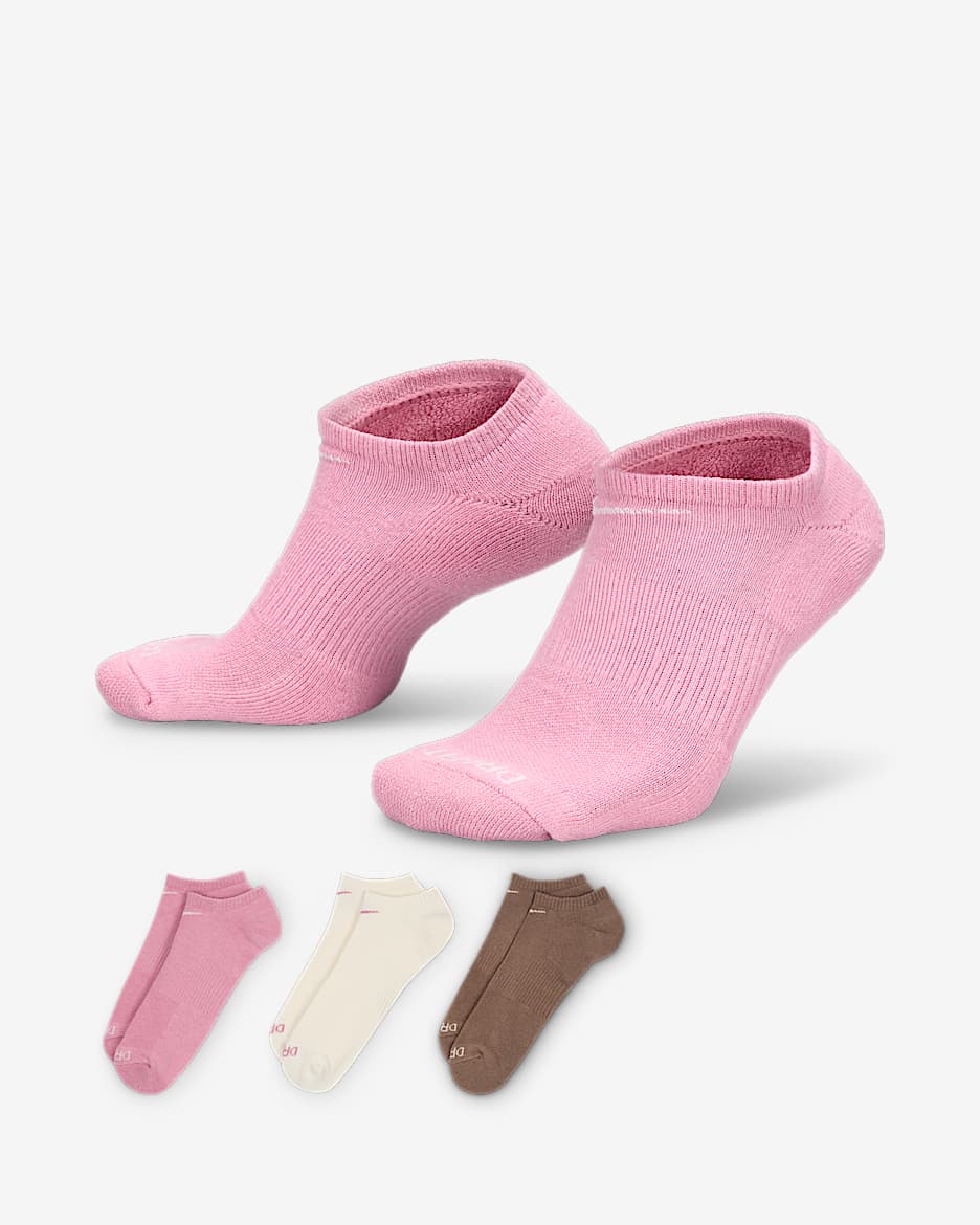 Calcetines de entrenamiento ocultos, con
amortiguación, Nike Everyday Plus (3
pares) - Multicolor